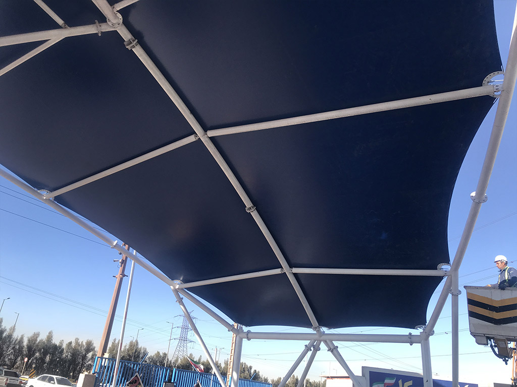 طراحی، ساخت و اجرای سازه چادری سر درب شرکت جهان فولاد سیرجان