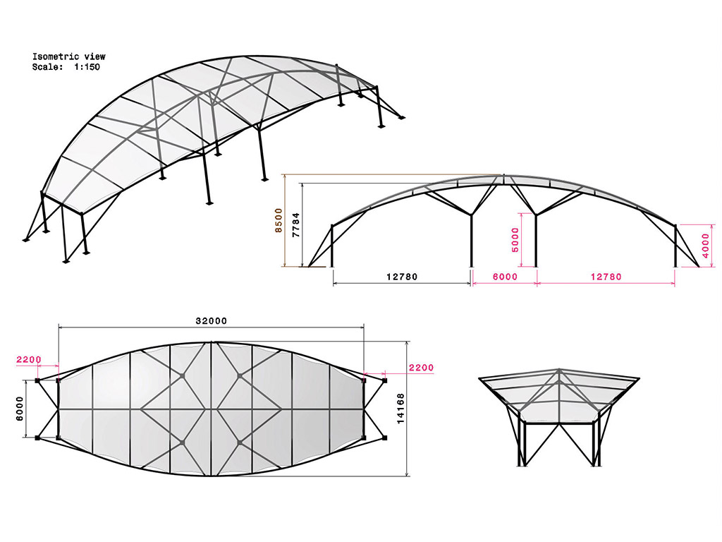 طراحی، ساخت و اجرای سازه چادری سر درب شرکت جهان فولاد سیرجان